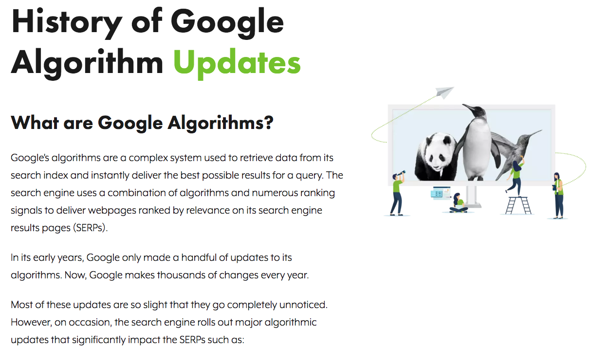 Google Algorithmus-Verlauf