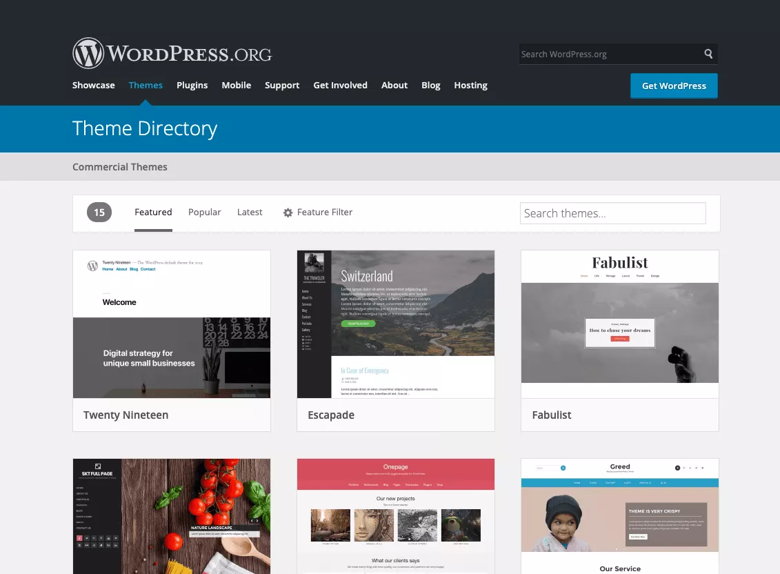 Répertoire de thèmes WordPress