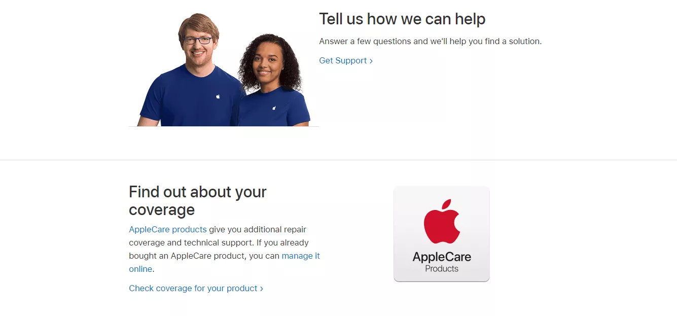 หน้าสนับสนุนของ Apple