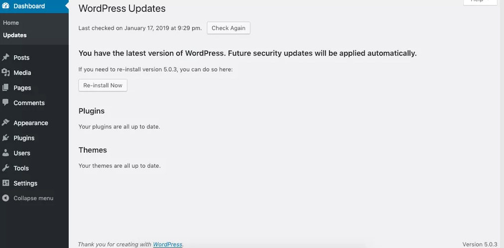 تحديثات WordPress