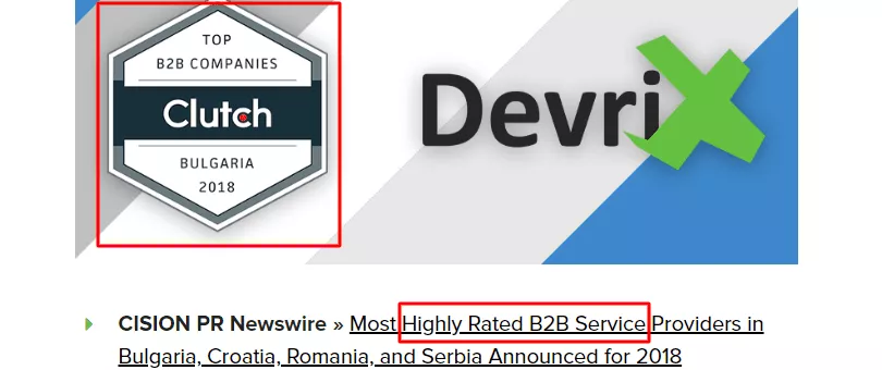Premio B2B DevriX Clutch