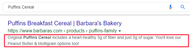 meta descrizione dei cereali per la colazione dei puffini