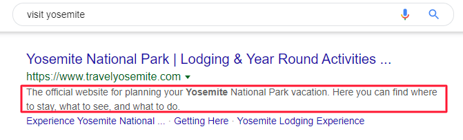 meta descrizione di viaggio yosemite