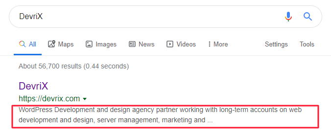 Meta descrizione di DevriX