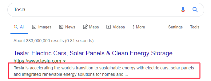 Tesla invitando meta descrizione