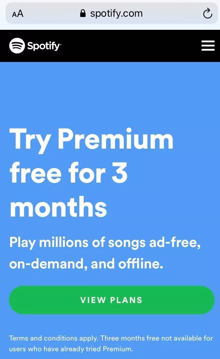 مثال على إصدار الجوال من Spotify