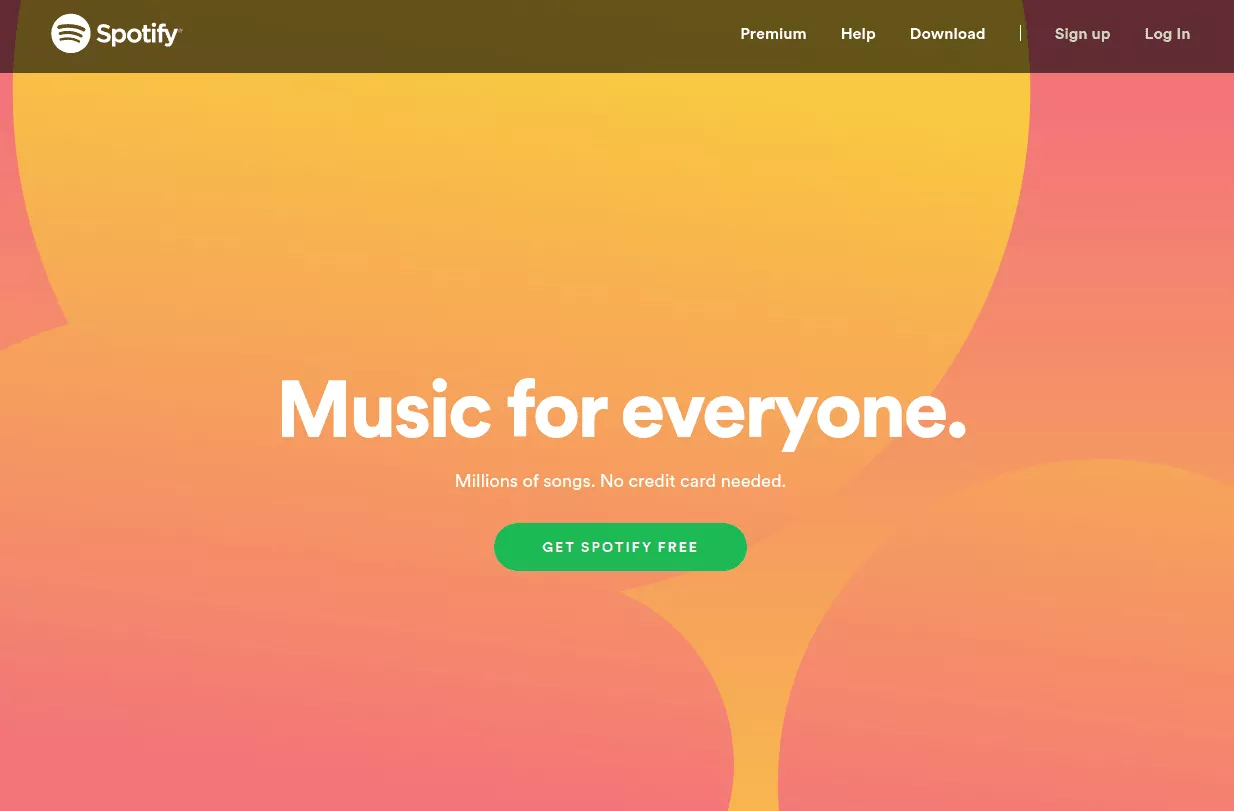 موقع Spotify بألوان دافئة ومبهجة