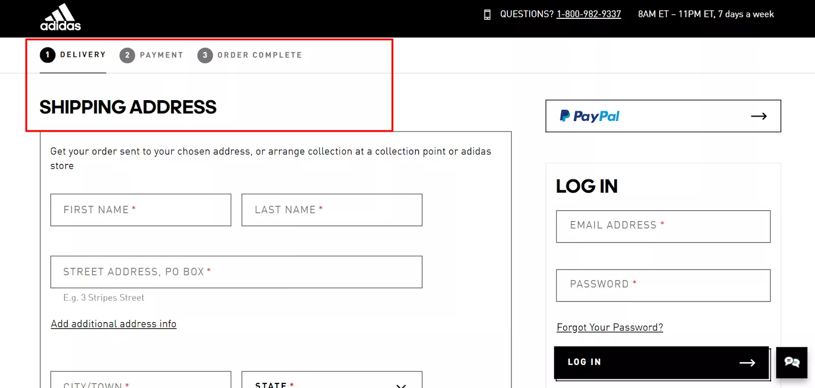Adres wysyłki adidas