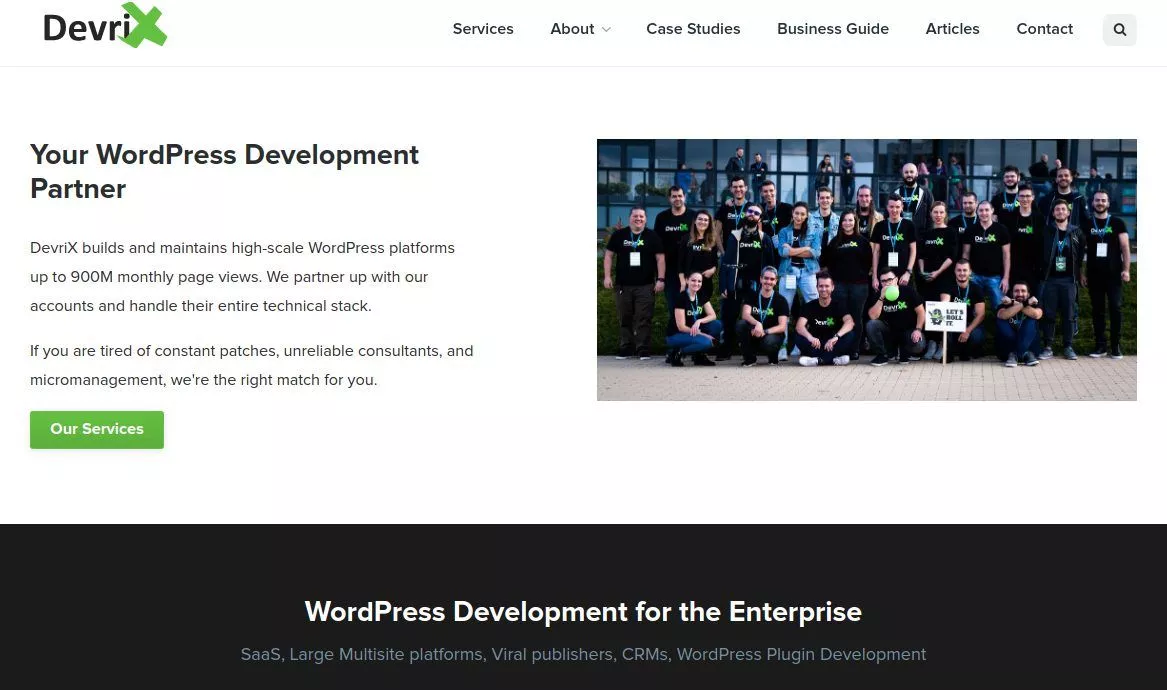 DevriX ana sayfası - WordPress Geliştirme Ortağı