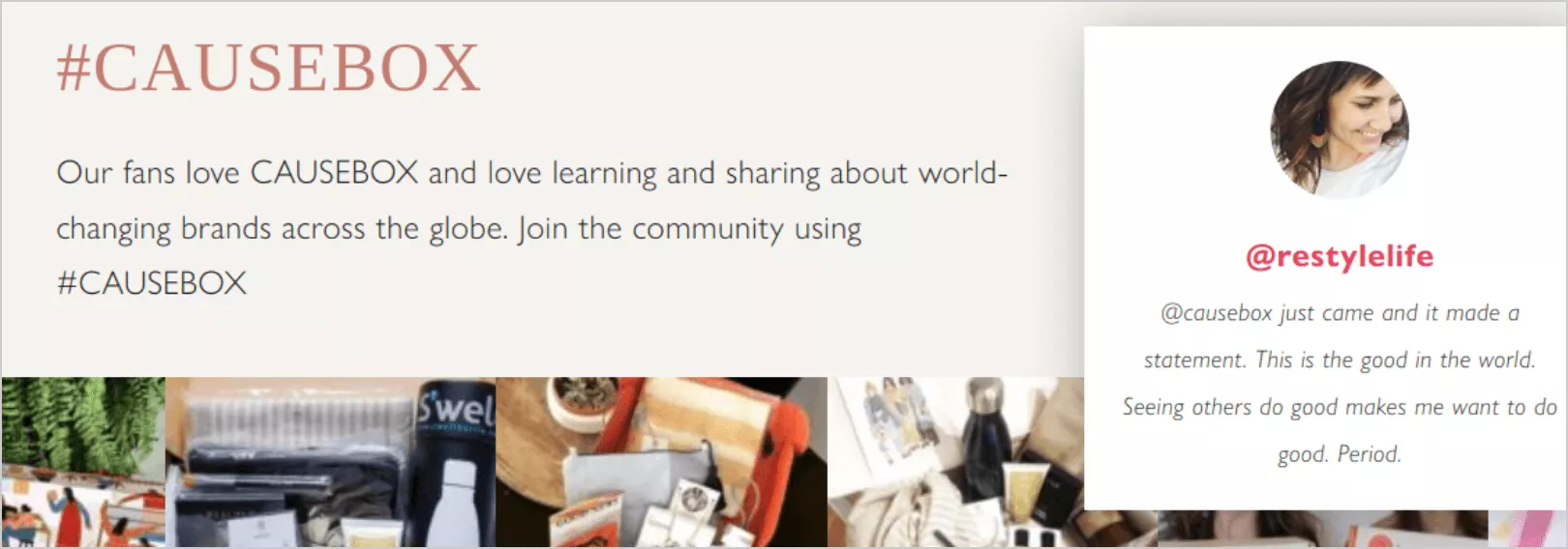 Causeboxのランディングページ