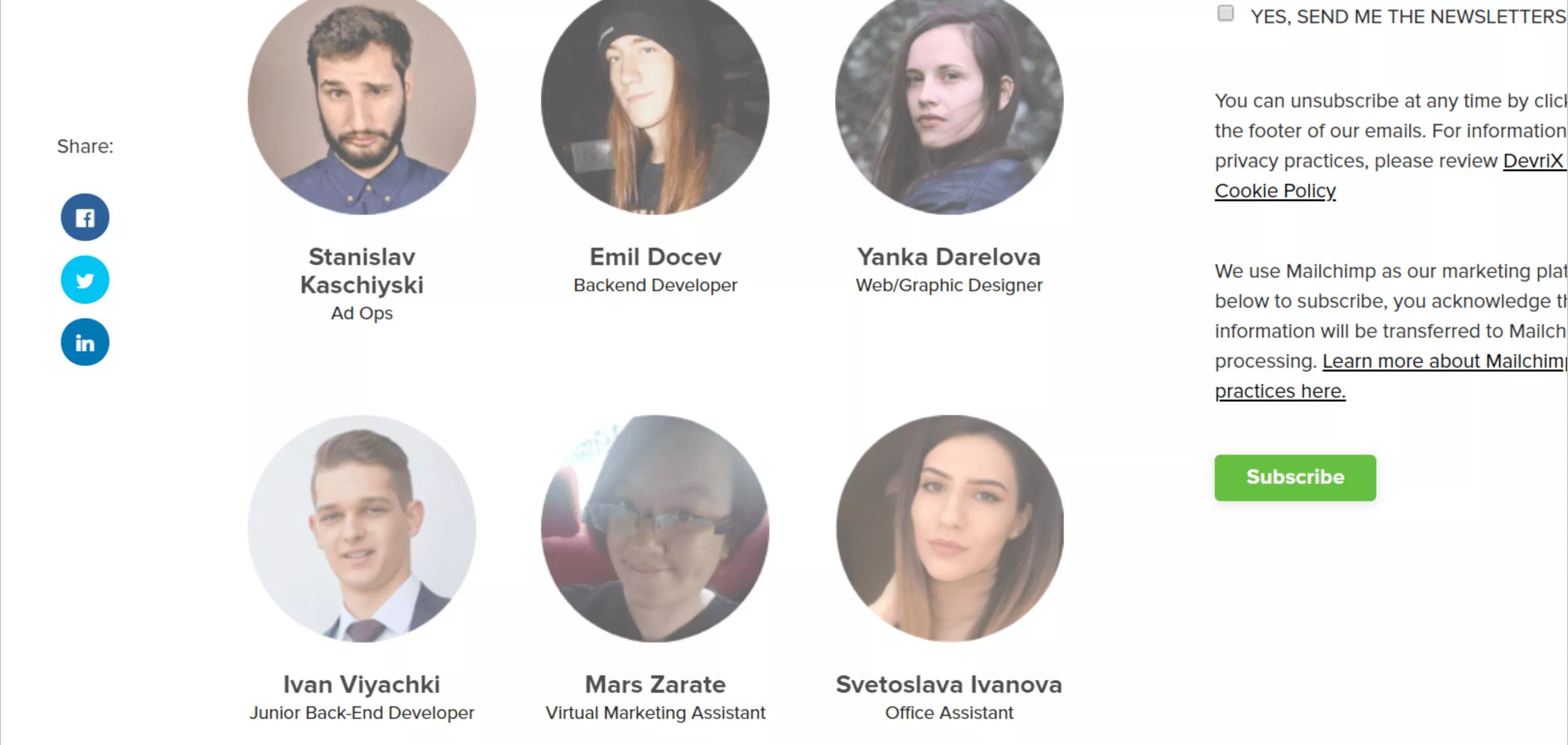 Pagina echipei noastre DevriX