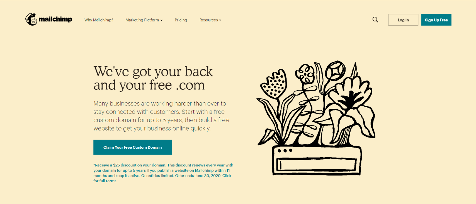 Домашняя страница MailChimp
