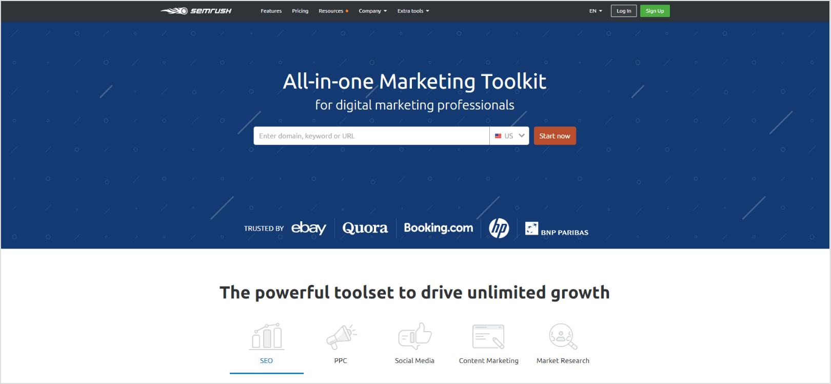 SEMrush- 홈페이지