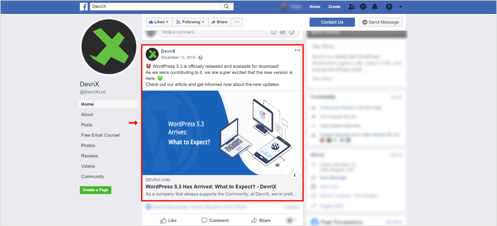 Публикуйте контент блога на своей странице в Facebook
