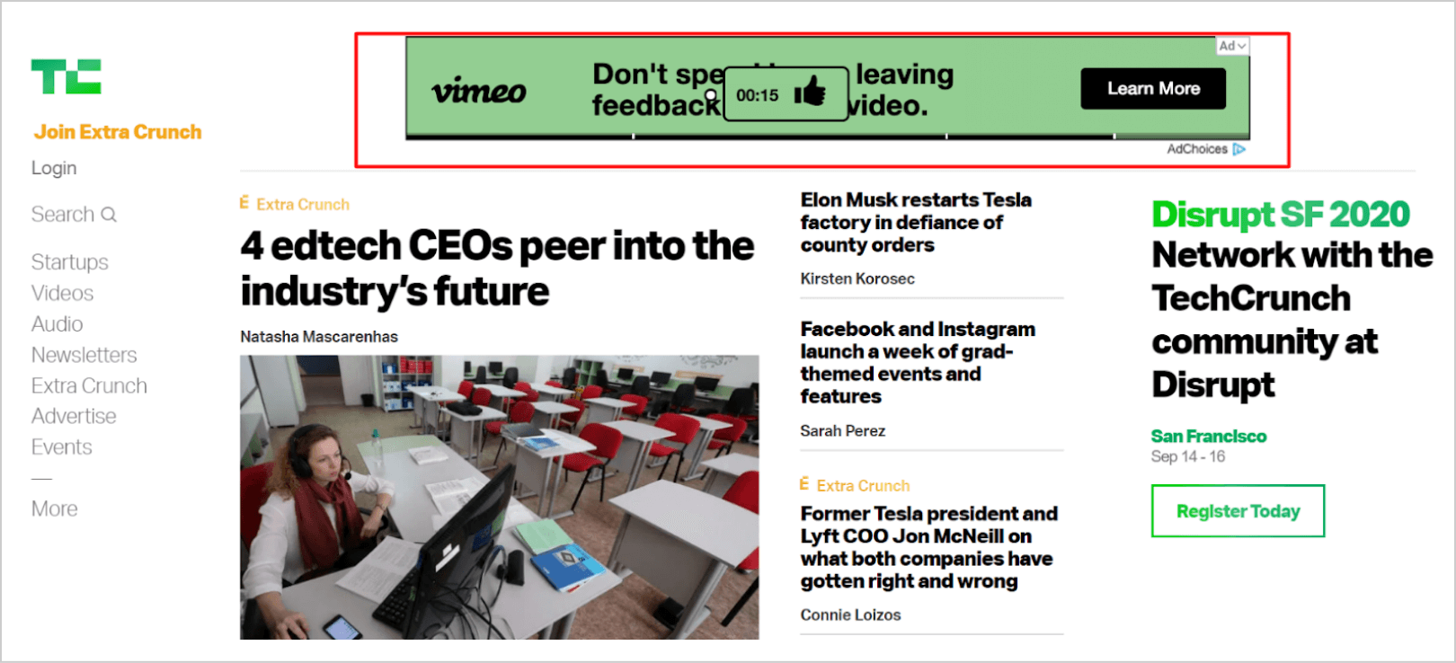 Anúncios TechCrunch