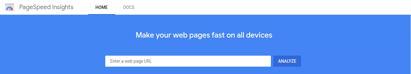 Google의 Page Speed ​​Insights.
