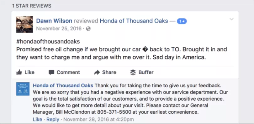 Exemplu Honda din Thousand Oaks