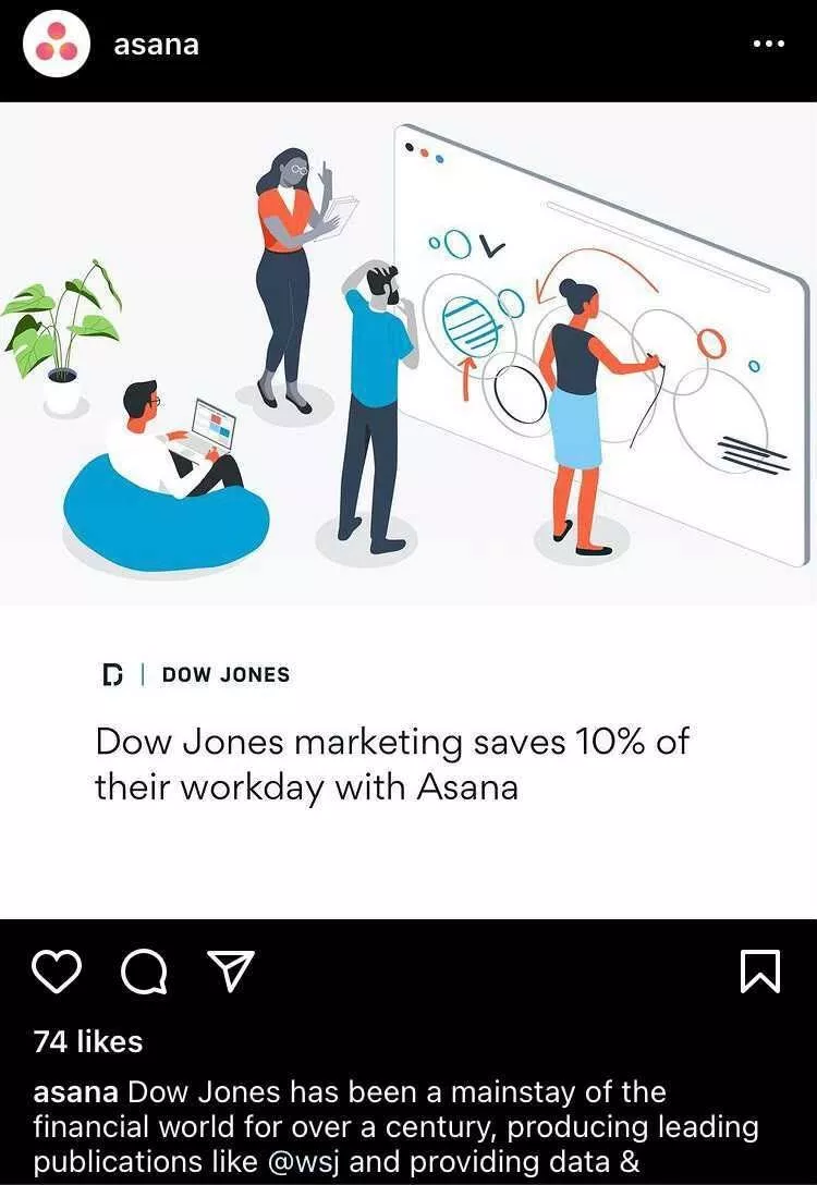 exemple asana instagram