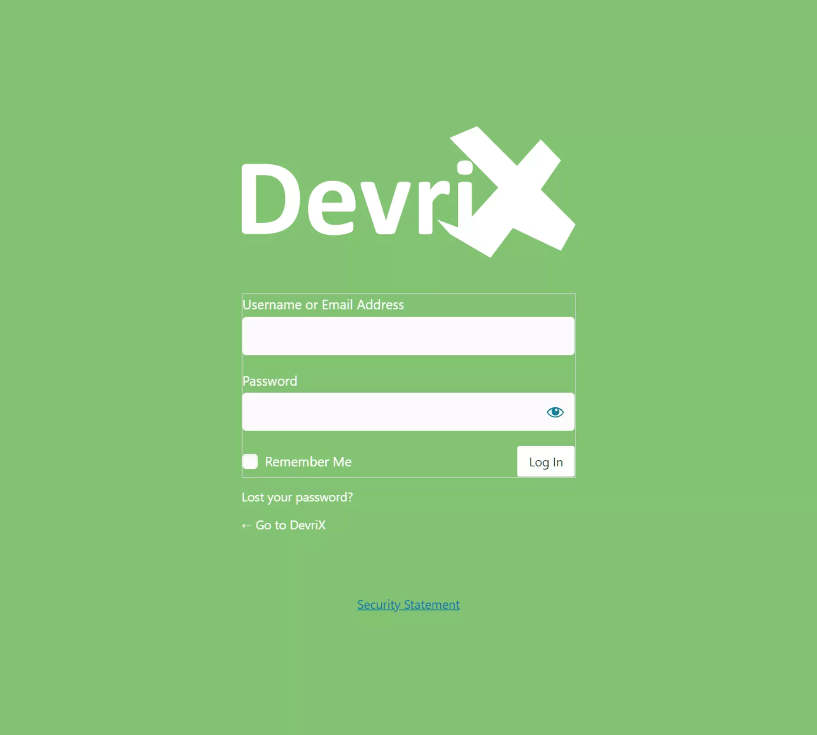 Capture d'écran DevriX-Login