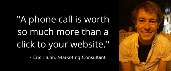 Immagine di marketing dello studio legale di Eric Huhn che cita il potere delle telefonate