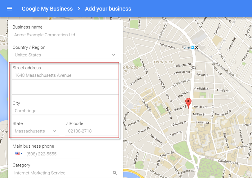 Google Maps pemasaran penyiapan alamat Google Bisnisku