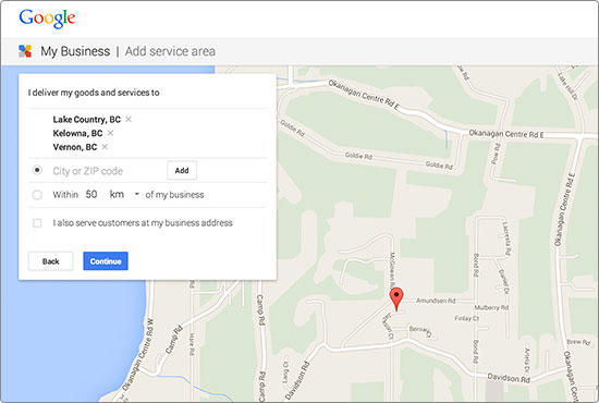 Google Maps memasarkan area layanan Google Bisnisku