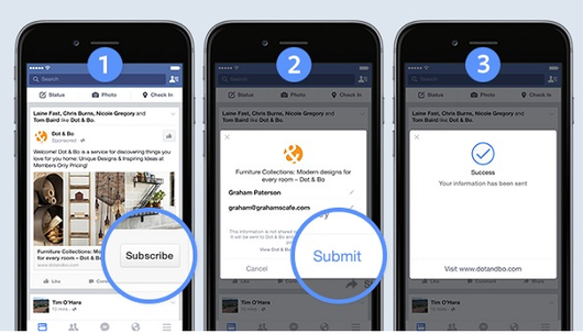 Tangkapan layar fitur iklan berbayar baru dari iklan utama seluler Facebook