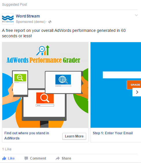 Como criar anúncios do Facebook Exemplo de carrossel do Facebook