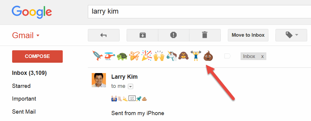 annonces Gmail avec emoji