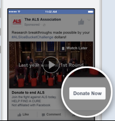 pulsante di donazione di Facebook
