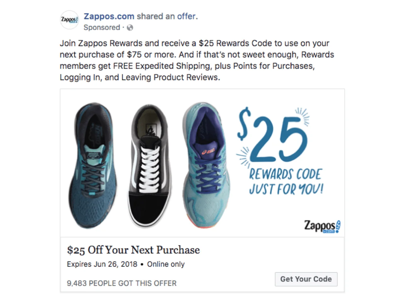 Zappos utiliza el marketing de cupones para convertir a sus seguidores en las redes sociales