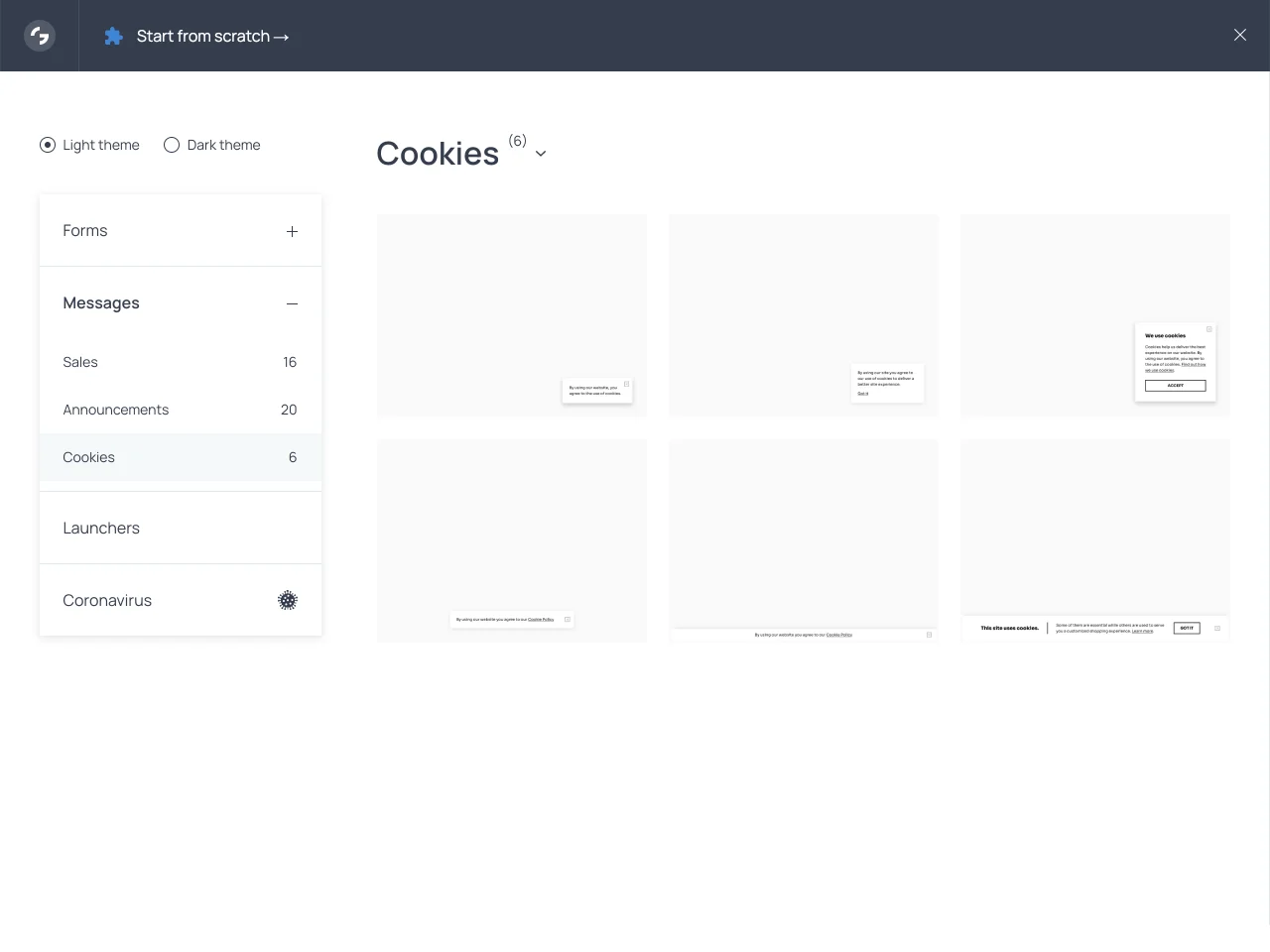 Galerie mit Cookie-Banner-Vorlagen