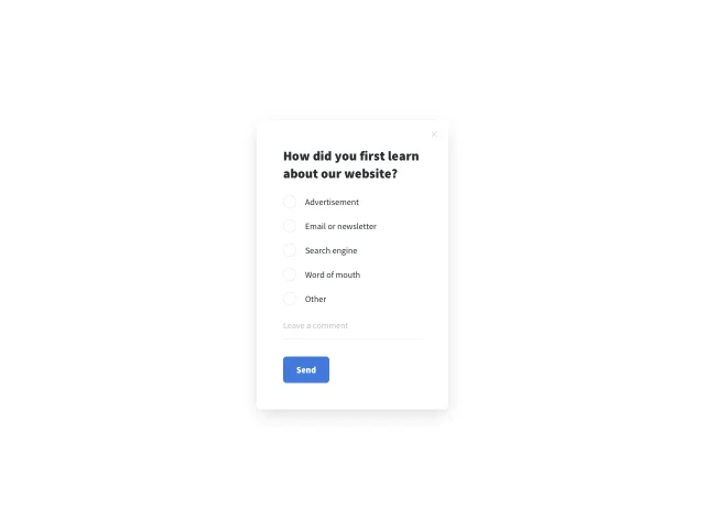 Getsitecontrol의 웹사이트에 대한 코드 없는 설문조사 양식