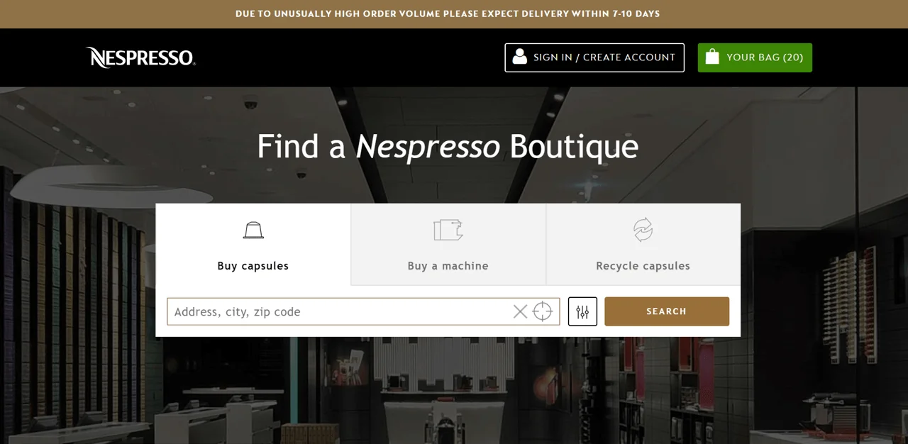 Nespresso는 스티키 파를 사용하여 배송 지연에 대해 고객에게 알립니다.