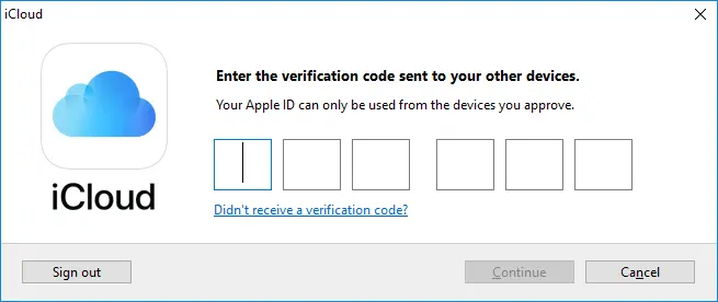 Двухфакторная аутентификация для доступа к iCloud в Windows