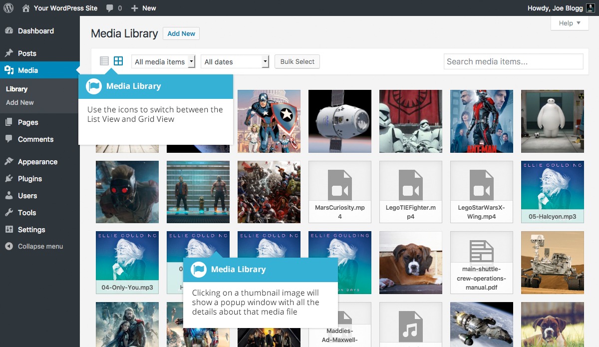 Compartilhamento de mídia multisite do WordPress