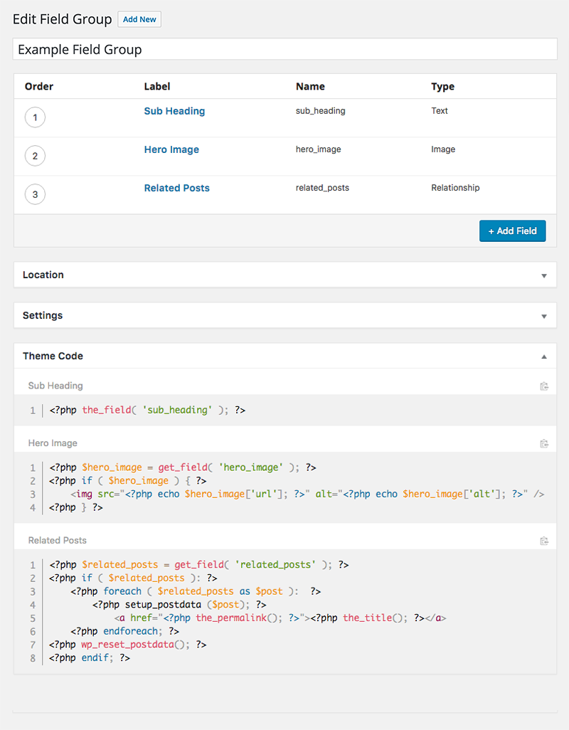 WordPress 的 ACF 主题代码