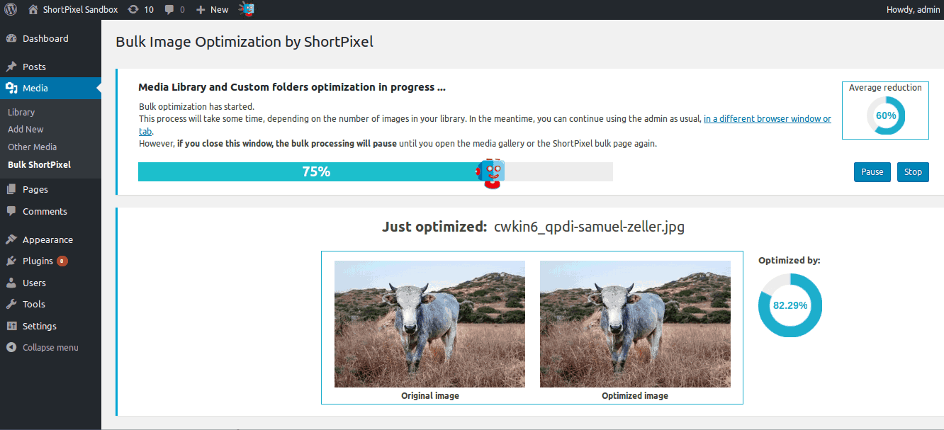 โปรแกรมเพิ่มประสิทธิภาพภาพ ShortPixel
