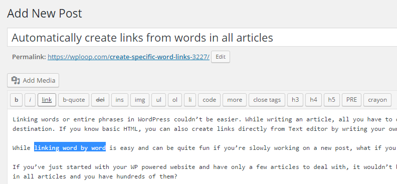 Links do WordPress