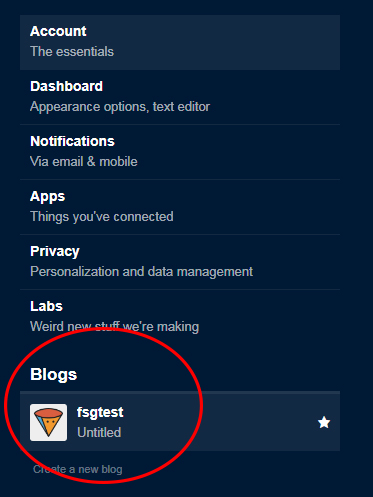 Название блога настроек Tumblr