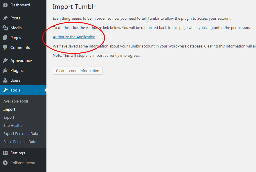 Авторизовать приложение Tumblr