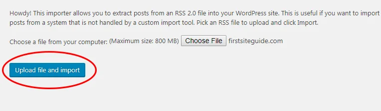 Datei hochladen und importieren