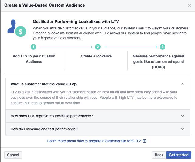 audience personnalisée valeur à vie facebook 4