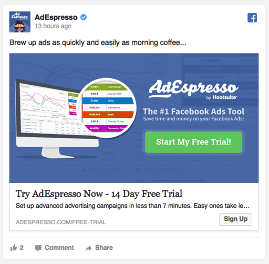 exemple d'annonce facebook adespresso