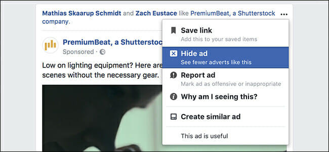 facebook masquer l'annonce