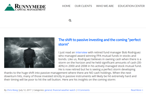 Blog da empresa de investimentos Runnymede
